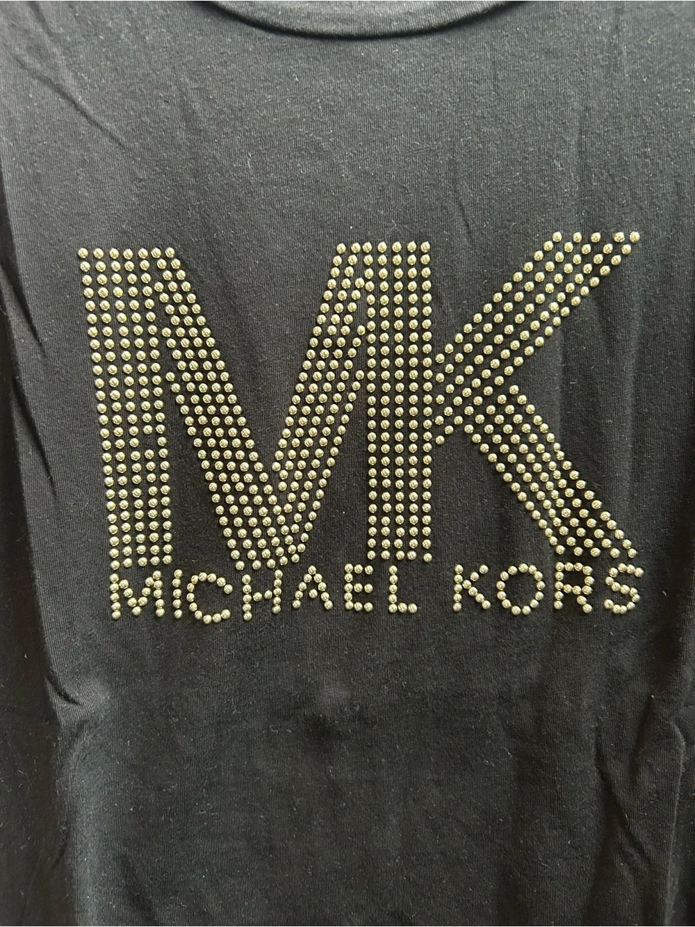 Michael Kors Black Studded MK Logo Short Sleeve Tee